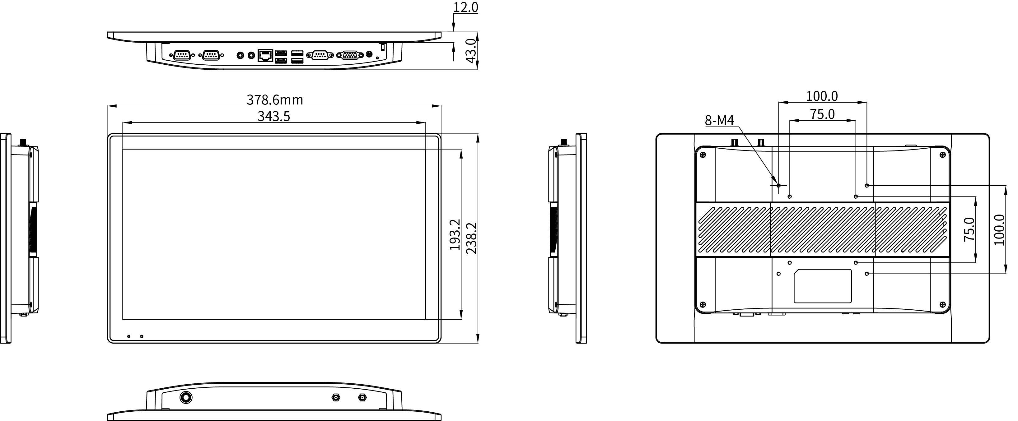 工業(yè)整機(jī)PPC1521接口圖&安裝尺寸